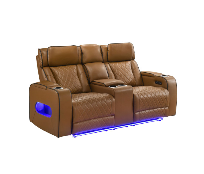 Regal Leather-gel Power Loveseat Cognac Regal Leather-gel Power Loveseat Cognac